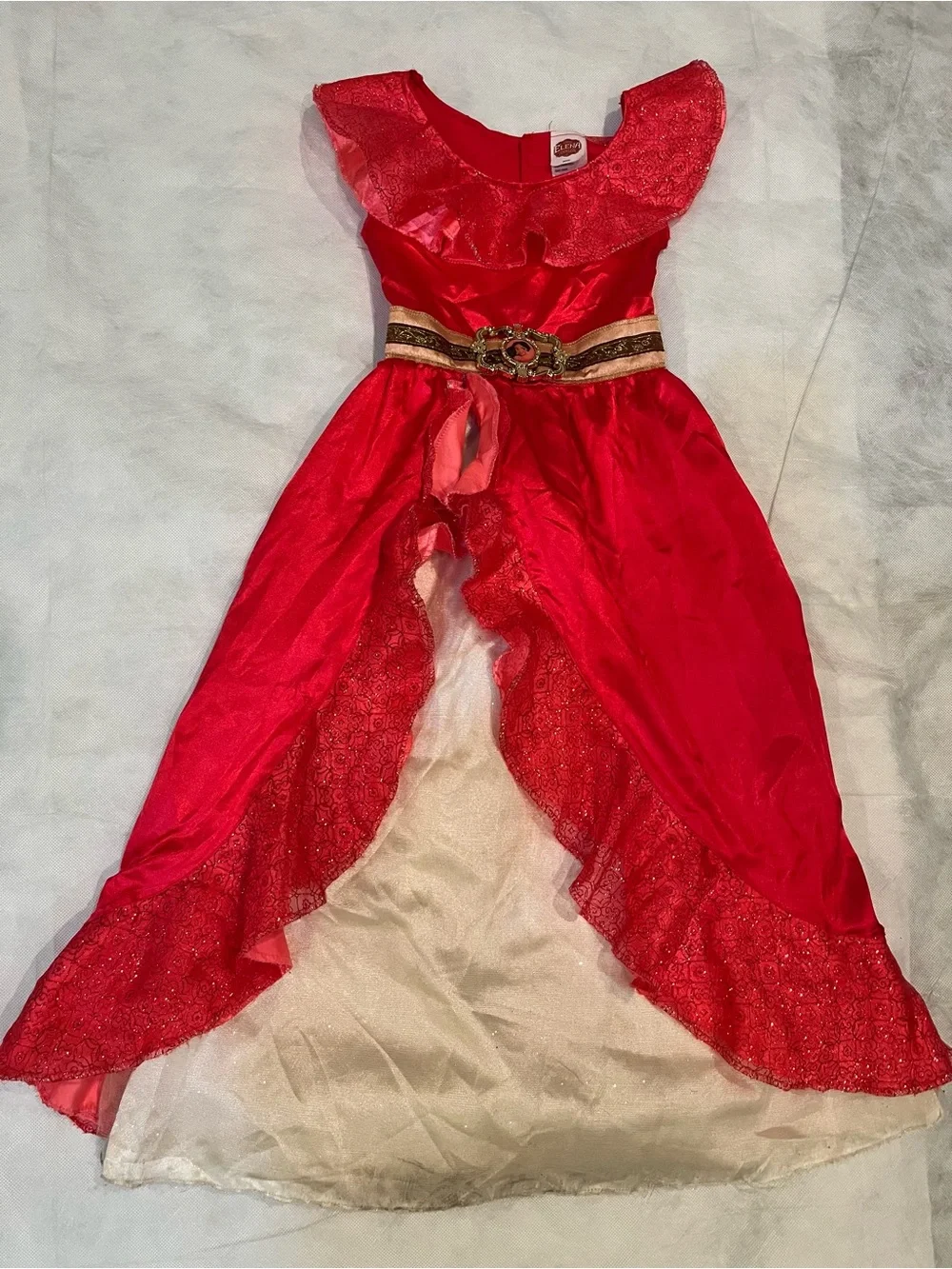 Disney Red Elena of Avalor Princess Dress with Gold Belt Accent S/P (4/6x)